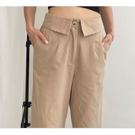 Peach Poppy REI Fold Pants Katun Premium - Celana Panjang Wanita Premium