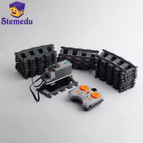 DIY Train Motor Set IR Remote Receiver AAA Battery Case LED Strip Rail Tracks compatible with 88002 