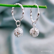 Earrings Anti-Temperament Ancient Style Pure Silver Women Hong Kong Silver9999Earrings for Ear Care9