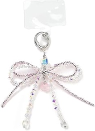 LiQunSweet 2 Pcs Big Beaded Bowknot Mobile Straps with Mobile Phone Lanyard Patch Cell Phone Lanyard