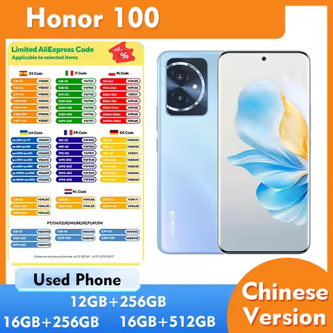 Honor 100 5g 6.7inch 2664x1200px 50MP Sony IMX906 100W 256GB ROM Charge 5000mAh Used Phone