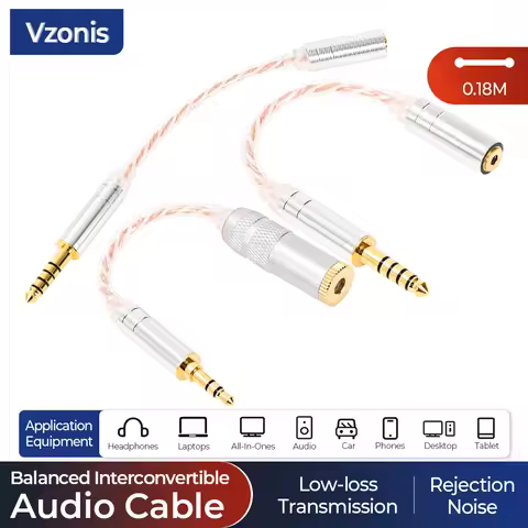 VZONIS Balanced Conversion Cable Adapter for ZX300A HiFiMAN Balanced Audio wire 4.4/3.5/2.5MM Stereo