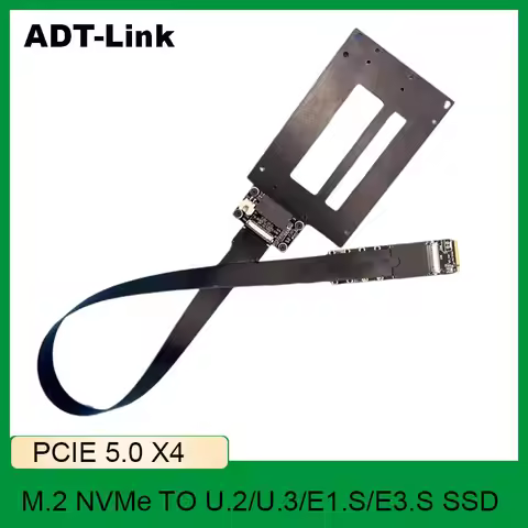 ADT-Link PCIE 5.0 x4 Supports Gen 5 M. 2 NVMe to U.2/U.3/E1.S/E3.S SSD Adapter Extension Cable Gamin