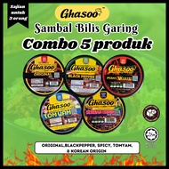 SAMBAL BILIS GARING GHASOO COMBO 5 BALANG (ORIGINAL,SPICY,BLACKPEPPER,TOMYAM & KOREAN) FREE SUGAR