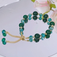 Fashion Jade Bracelet Original Temperament Green Agate Beaded Adjustable Bangles Bracelet for Women Aesthetic