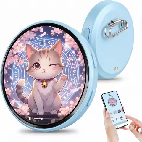 Anime E-Badge Pin 1.7 Inch LED Display Smart Bluetooth Anime Digital Badge Backpack Accessories Dyna