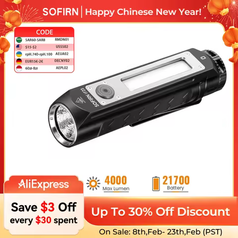 Sofirn IF23 Flashlights 4000lm Spotlight Floodlight Color 3 Types Bright Side Lamp Magnetic Tail Typ