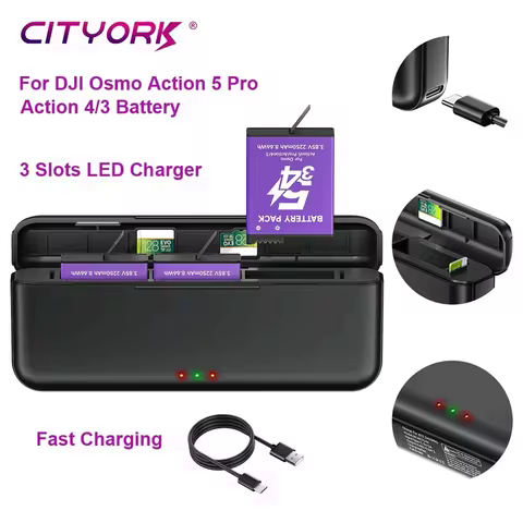 2200mAh Battery For DJI Osmo Action 5 Pro Action 4 Camera and for DJI Osmo Action 5Pro 4/3-Channel F