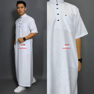Jubah Gamis Pria Lengan Pendek Embos Motif Timbul Katun Premium