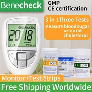 Benecheck 3 in 1 Uric Acid blood lipids Cholesterol and Blood Sugar Tester&amp;blood glucose meter home finger test strips 9