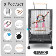 Black/White Large Luxury Parrot Cage Bird Metal Pigeon Supplies With Hanging Cave Pet Decor Products