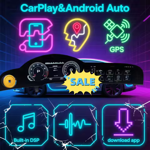 HJ Dual screen For Audi A6 A6L C6 4F 2005 - 2012 Digital speed Dash Cluster Virtual Cockpit Android 