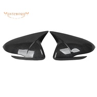 1Pair Carbon Fiber Horn Side Door Rearview Mirror Cover Trim Shells Cap Parts Accessories For Hyundai Elantra 2016-2019