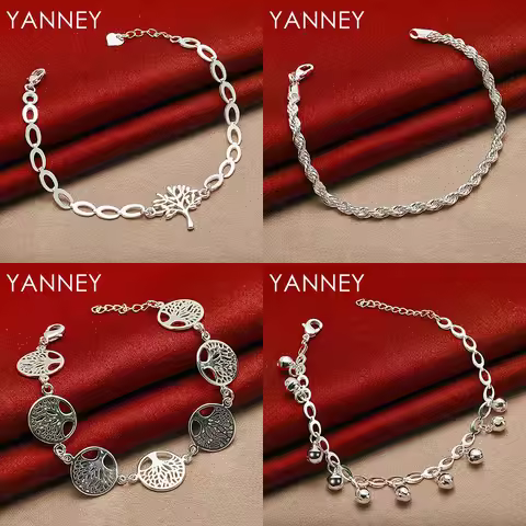 925 Sterling Silver 8 Inch Delicate Tree Circle Bracelet Women Party Charm Jewelry Accessories Fashi