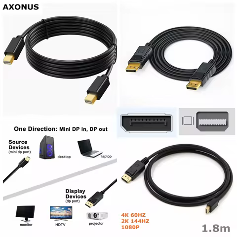 1.8m Mini DisplayPort to DisplayPort Cable 4K@60Hz , 32.4Gbps HD [Thunderbolt 2 compatible] for MCK 