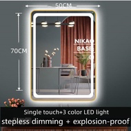 Smart Bathroom Mirror Bathroom Frame Mirror Touch LED with Light Adjustable Brightness Mirror Anti F