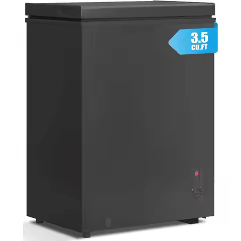 Compact 3.5 Cu Ft TopOpening Chest Freezer with 7Level Adjustable Thermostat for Home or Garage Use 