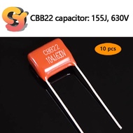 [Ready Stock Supply] 10pcs CBB22 Capacitor 155J630V 155K 1.5 UF 630V Pitch 20/27mm Polypropylene Fil
