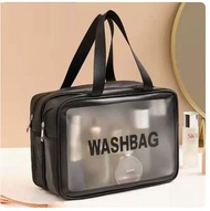 DDS - 乾濕分離化妝品收納袋【大號黑色-乾濕分離【雙層-雙手提】大容量化妝包】#N38_075_134