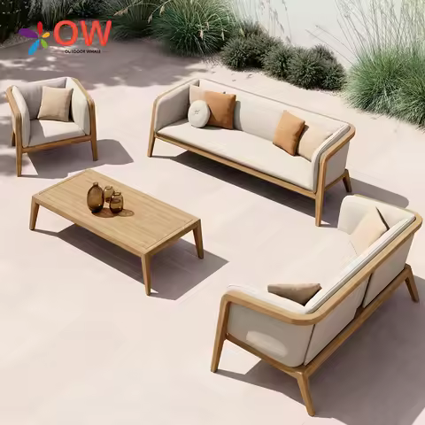 Hotel Outdoor Sofa Set Villa Patio Teak Outdoor Furniture Set Luxury Garden Sofa Set Modern Resort O