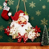 Vintage Christmas Timber Door Hanger, Retro Santa Claus 2d Timber Sign With Jute Rope, Holiday Wall 