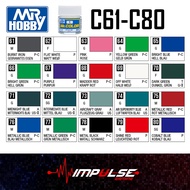 Mr Hobby C61 - C80 Mr Color Iron Flat White Pink Yellow Green Bright Blue Purple Red Off Dark Green 