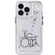 Casing For Iphone 15 14 13 12 11 Pro Max Note Music Drum Kit Set Stand Clear Case for Boy Girl Funny Xs 6 7 8 Plus Ip Ip11 Ip15 Ip14 Pro Max 11 Case