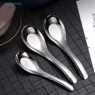 【tuilieyfish】 Chinese Spoons Stainless Steel Rice Soup Spoon Long Handle Flatware Cutlery Cooking Utensil Table Spoon For Kitchen Restaurant 【IH】