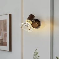 Japanese Retro Small Wall Lamp Bedroom Bedside Lamp Medieval French Walnut Color Foyer Aisle Decorat