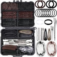 163pcs Black Box Hair Accessories Set, Including Bobby Pins, Hair Nets, Hair Clips And Hair Bands, C