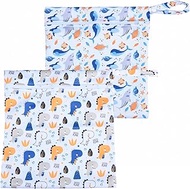 Pack of 2 Wetbag Nursery Reusable Wet Bags Nursery with Zip, Dinosaur and Whale Pattern Wet Bag Swim