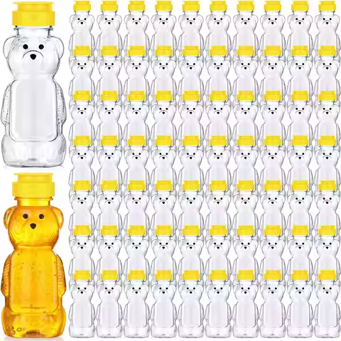 8oz Plastic Bear Honey Bottle Empty Honey Squeeze Bottle Bulk Honey Bear Cup for Honey Juice Storing
