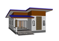 แบบบ้านโมเดิร์น ชั้นเดียว ขนาด 2 ห้องนอน 1 ห้องน้ำ 1 ห้องรับแขก 1 ห้องครัว ขนาดพื้นที่ตัวบ้าน 67.25 