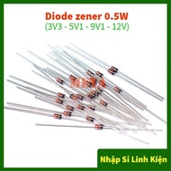 [Pack of 20] zener Diode 0.5W pin 3v3, 5v1, 9v1, 12v - BZX55C3V3 BZX55C5V1 BZX55C9V1 BZX55C12V