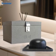 [Loviver] Wig Storage Box Storage Bin Foldable Organizer Built in Mirror Portable Wig