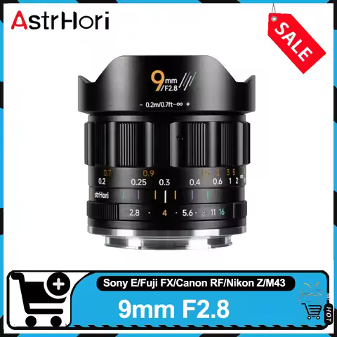 AstrHori 9mm F2.8 APS-C 111.4° Ultra Wide Angle Prime Lens Manual Focus Lens for Sony A6400 A7 Fuji 