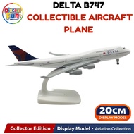 20cm American Delta Boeing B747 with Landing Gear Diecast Aircraft Model Alloy Airplane Collectible 