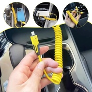 XO Carplay Androidauto Spring Charging Cable 4 IN 1 Tangle-Free Fast Charging Cable for Cars, 65W Fa