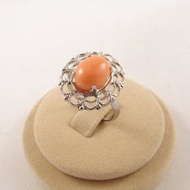 珊瑚粉色可調式戒指 簡約橢圓蜜桃粉珊瑚 均碼飾品戒指