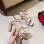 12CM Glossy High Heels Sandals With Rhinstones Women Heels