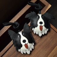 Handcrafted Border Collie Leather Bag Charm - Border Collie Keychain & Dog Keychain & Dog Bag Charm