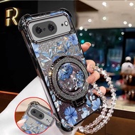 3pcs( Shining Petals Phone Case+Lanyard+Stand) Suitable for Pixel 8 Comfortable Feel Lightweight Pix