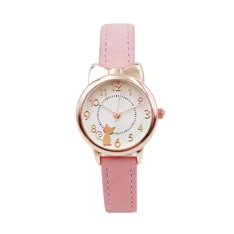 UTHAI CQ04 Kids Children Watch Cat Multi-color Quartz Watches Clocks for Girls Clock Wristwatch Rose