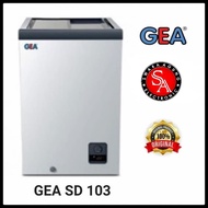 Sliding Flat Glass Freezer 100 Liter GEA Type : SD-103 (Khusus Daerah Medan)