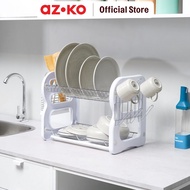 B a RU Azko Stora 2-Tier Dish RackPrime - White Dish Rack for Cutlery