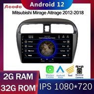 Acodo รถวิทยุ 2din สเตอริโอ Android สำหรับ Mitsubishi Mirage Attrage 2012-2018 Android 9 นิ้ว 2G RAM 16G 32G ROM Quad Core Touch แยกหน้าจอทีวีนำทาง GPS สนับสนุนวิดีโอพร้อมกรอบ