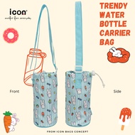 ICON Rabbit printed Water Bottle Sling Carrier in adjustable shoulder strap Sport Water botte bag.