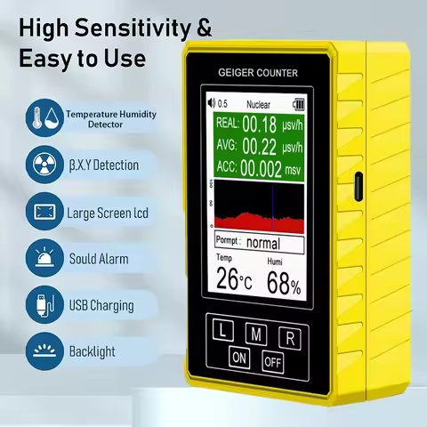 2-in-1 Handheld Digital Display Electromagnetic Radiation Nuclear Detector EMF Geiger Counter Accura