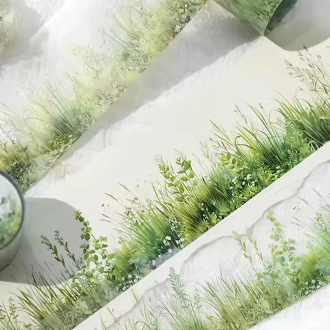 50mm*2m 1roll PET Grass Plant landscaping Tapes Stickers Scrapbooking Hand Account Adhesive hand mad