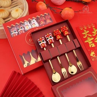 🇸🇬 SG Seller CNY Spoon Cutlery Set Dessert Coffee Spoon Fruit Fork Small Spoon Gift Spoon Chinese Ne